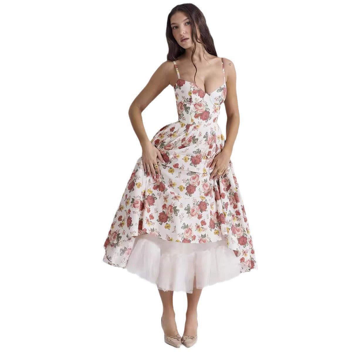 Princess Dress French Mesh Swing Floral Dresses