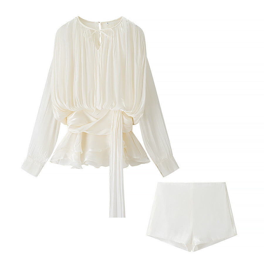 Women's Homemade Classic Pleated Ribbon Design Loose Suits