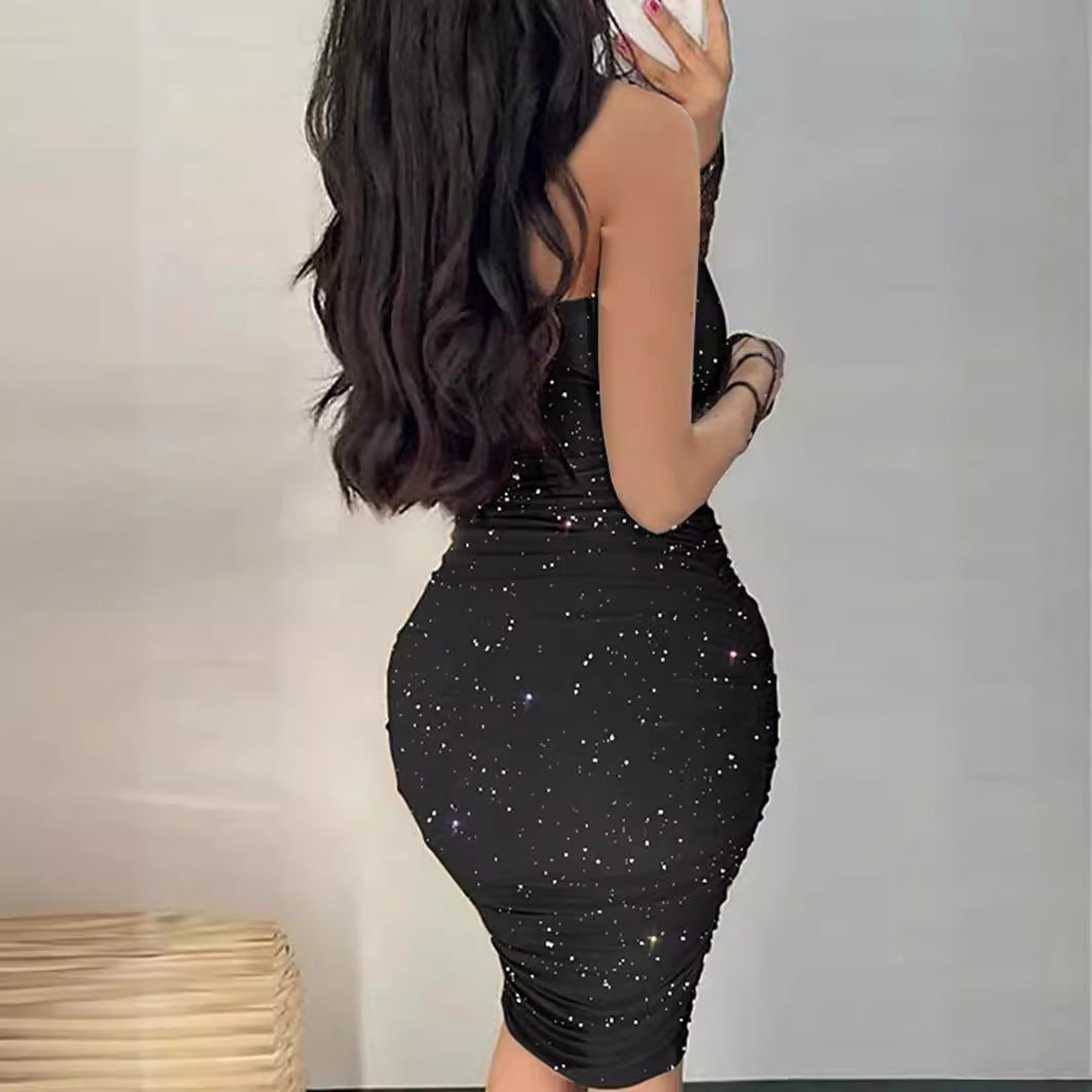 Fashion Halter Sheath Sleeveless Backless Sexy Flashing Dress