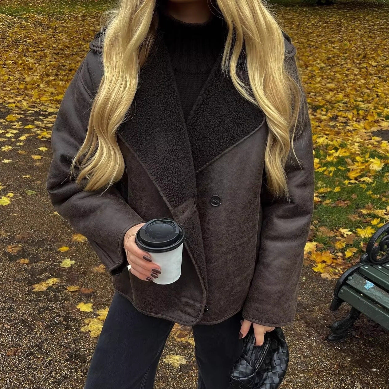 Women's Slouchy Lamb Wool Lapel Fur Jackets