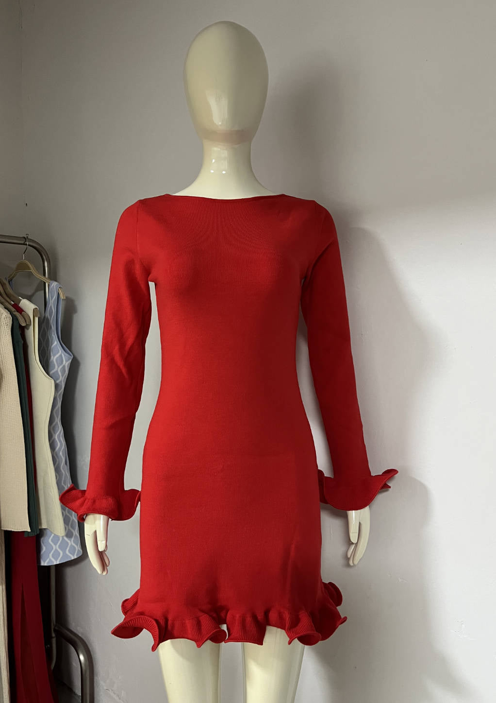 Women's Wavy Edge Dress Sexy Tight Wooden Dresses