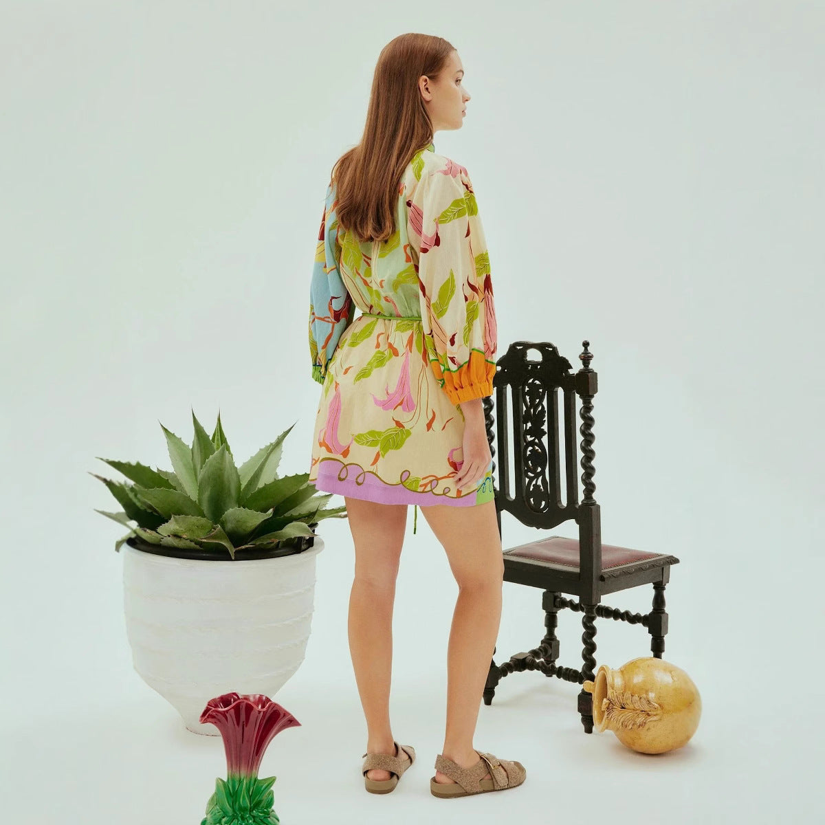 Casual Women's Linen Personalized Stylish Print Dress