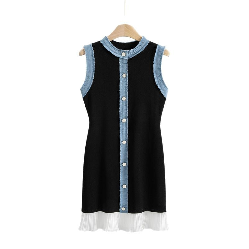 Women's Washed Denim Knitted Summer Midi Dress