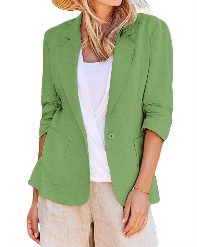 Women's Summer Temperament Sleeve Solid Color Collar Blazers