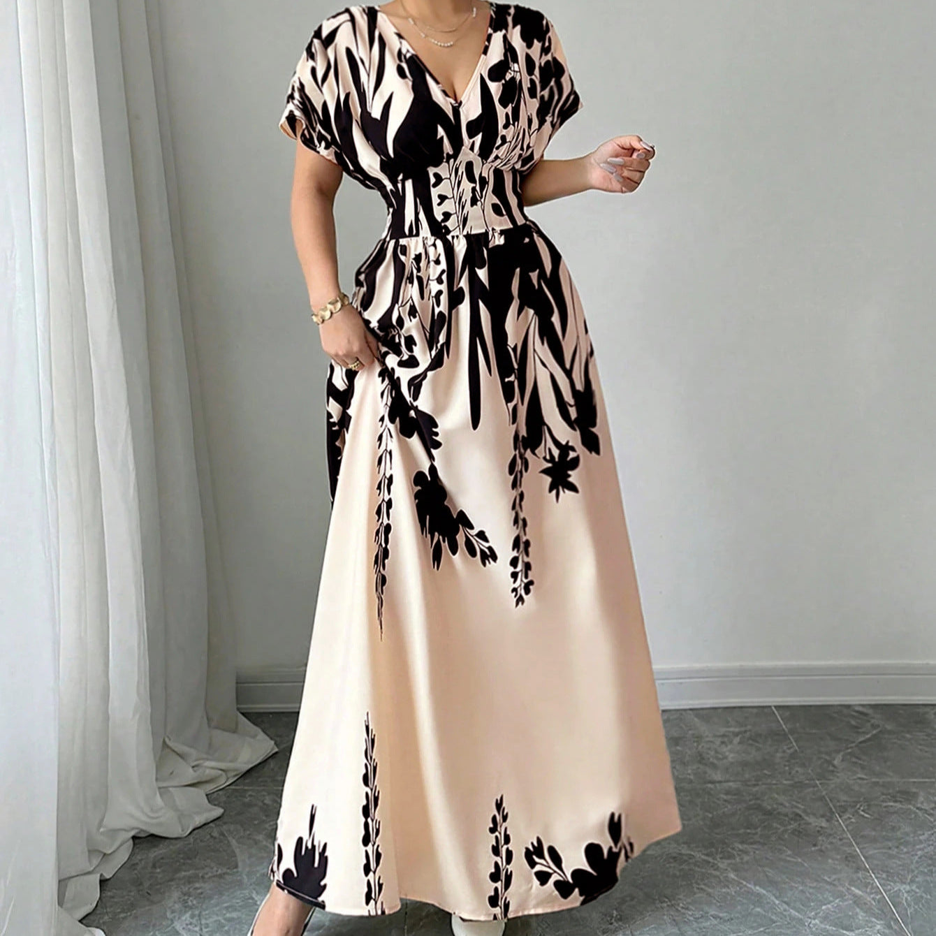 Classic Women's Elegant Printed Irregular Long Dress