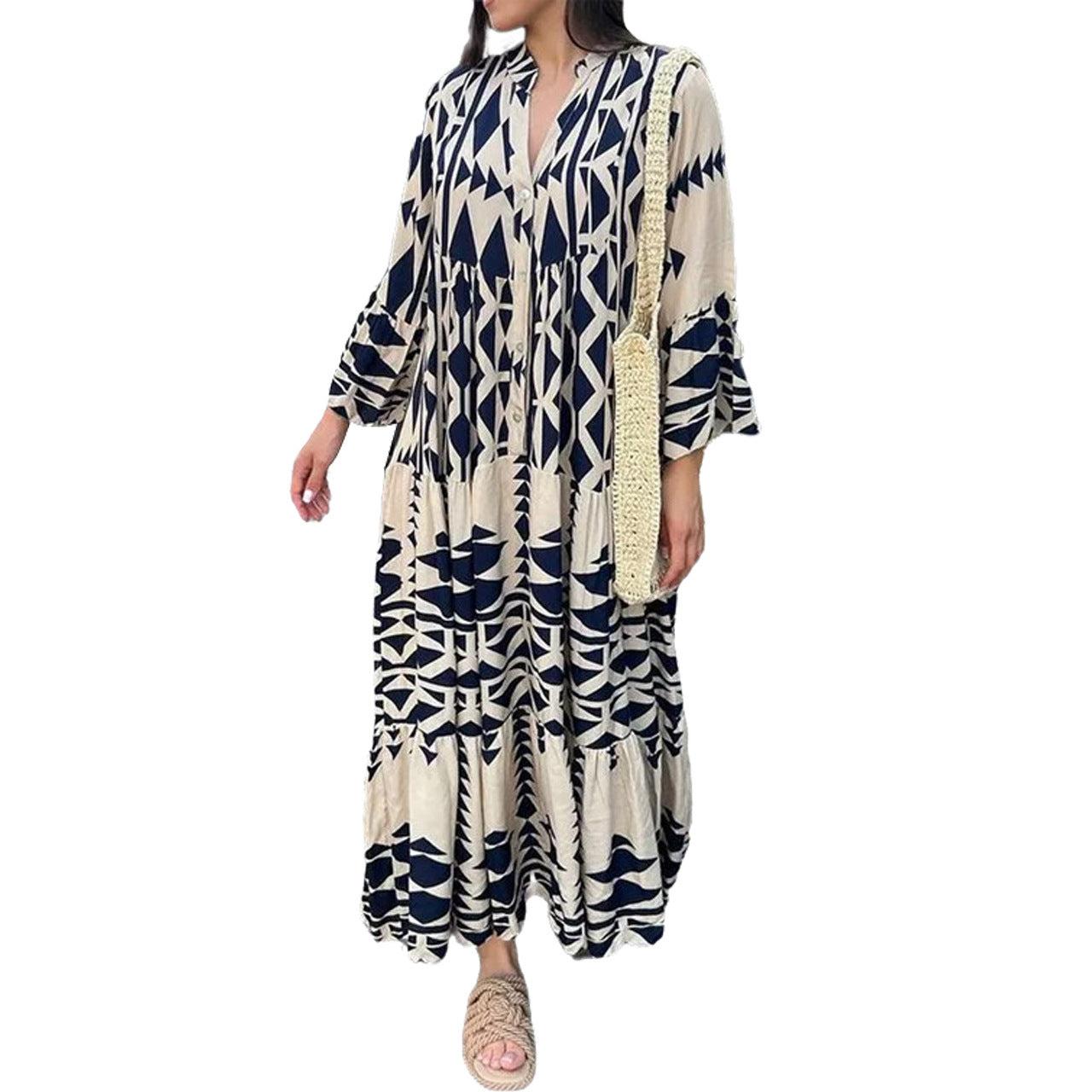 Casual Women's Elegant Printed Shirt Bohemian Plus Size