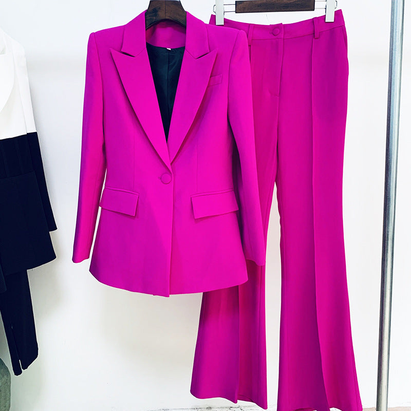Business Wear One Button Cloth Cover Mid-length Bell-bottom Fashion Casual Suit