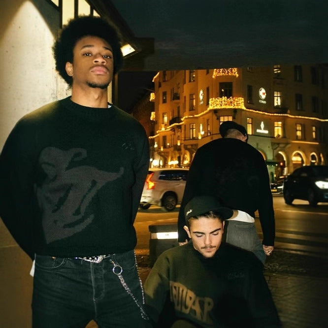 Women's & Men's & Fashion Letter Embroidery Planet Jacquard Round Sweaters