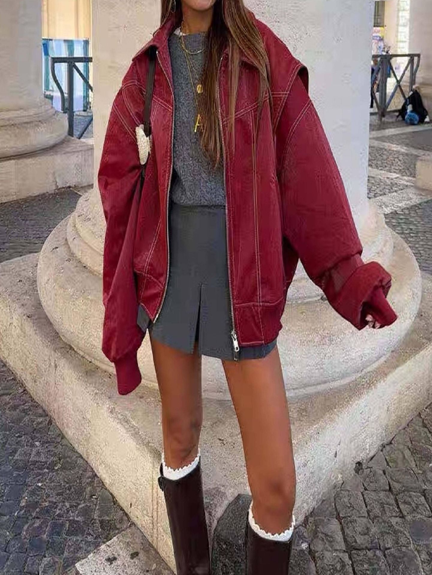 Women's Fashion Loose-fitting Long Sleeves Retro American Jackets