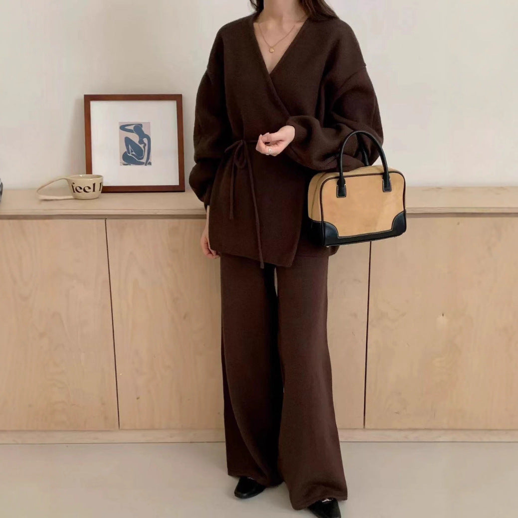 Women's Knitting Knitted Casual Two-piece Set Suits