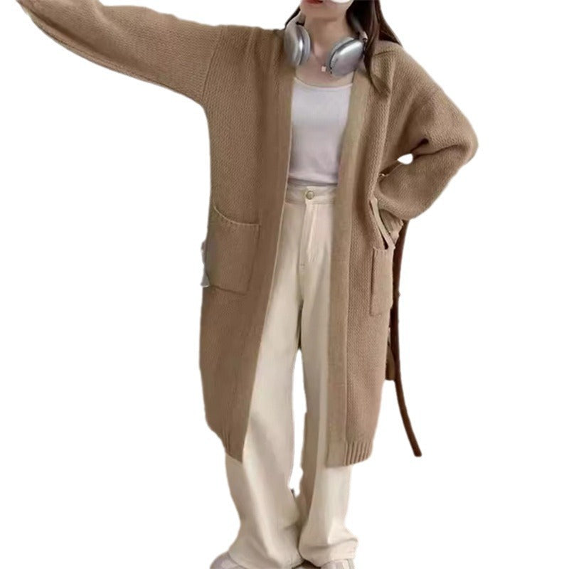 Women's Knitted Idle Style Loose Pure Color Long Women's Sweater