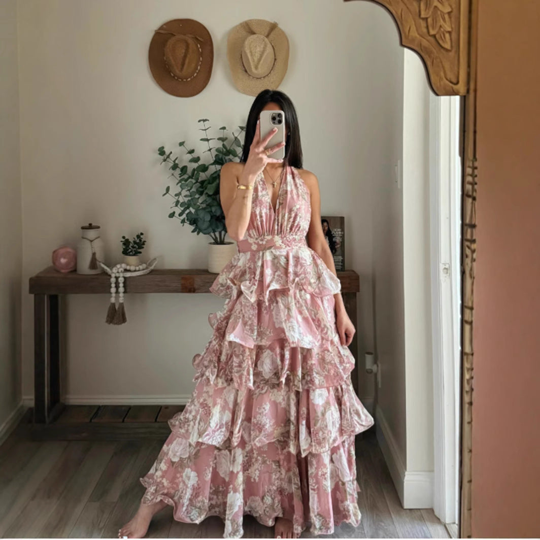 Women's Spring Dress Fashion Sexy Collar Sling Dresses