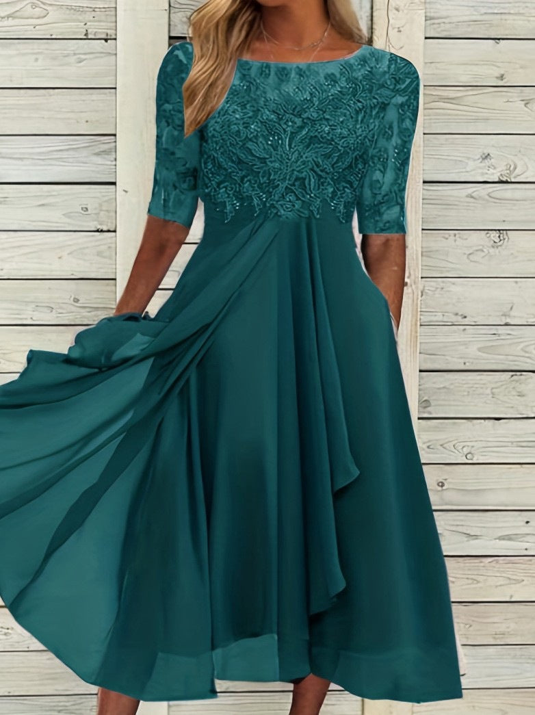 Women's Dress Chiffon Stitching Lace Long Bridesmaid Dresses