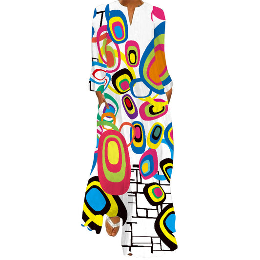 Women's Pretty Printed Long-sleeved Dress Small Dresses