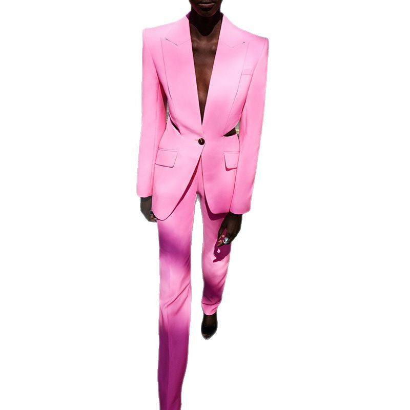 Versatile Mesh Slim Fit Patchwork Skinny Fashion Casual Suit