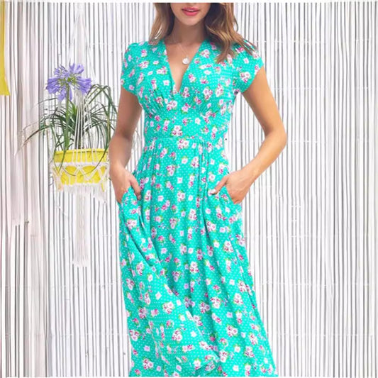 Women's Charming Print Pockets Bohemian Dress Dresses