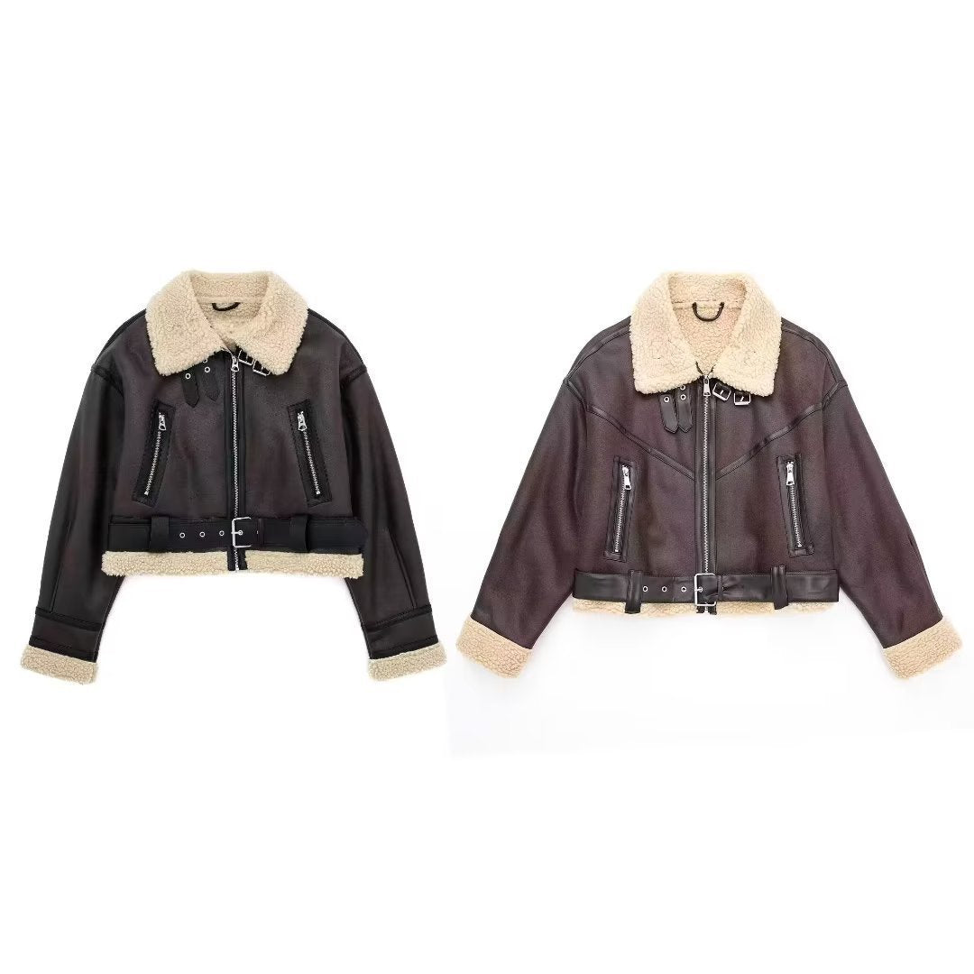 Women's Autumn Lapel Zip Pocket Long Sleeve Jackets