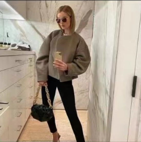 Women's White Design Fashion Polo Collar Coats