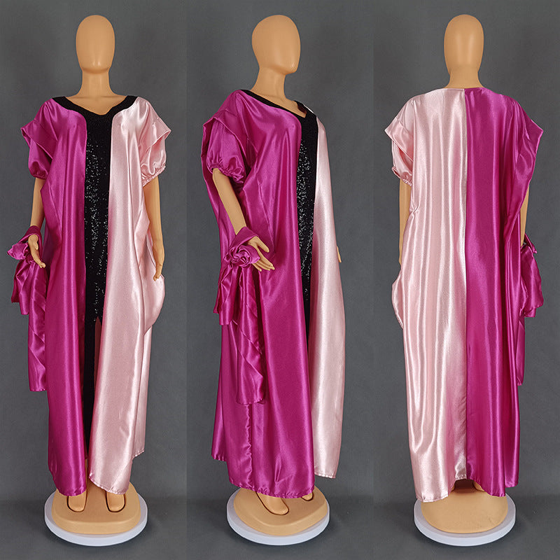 Women's Large African Satin Dress Ethnic Style Dresses