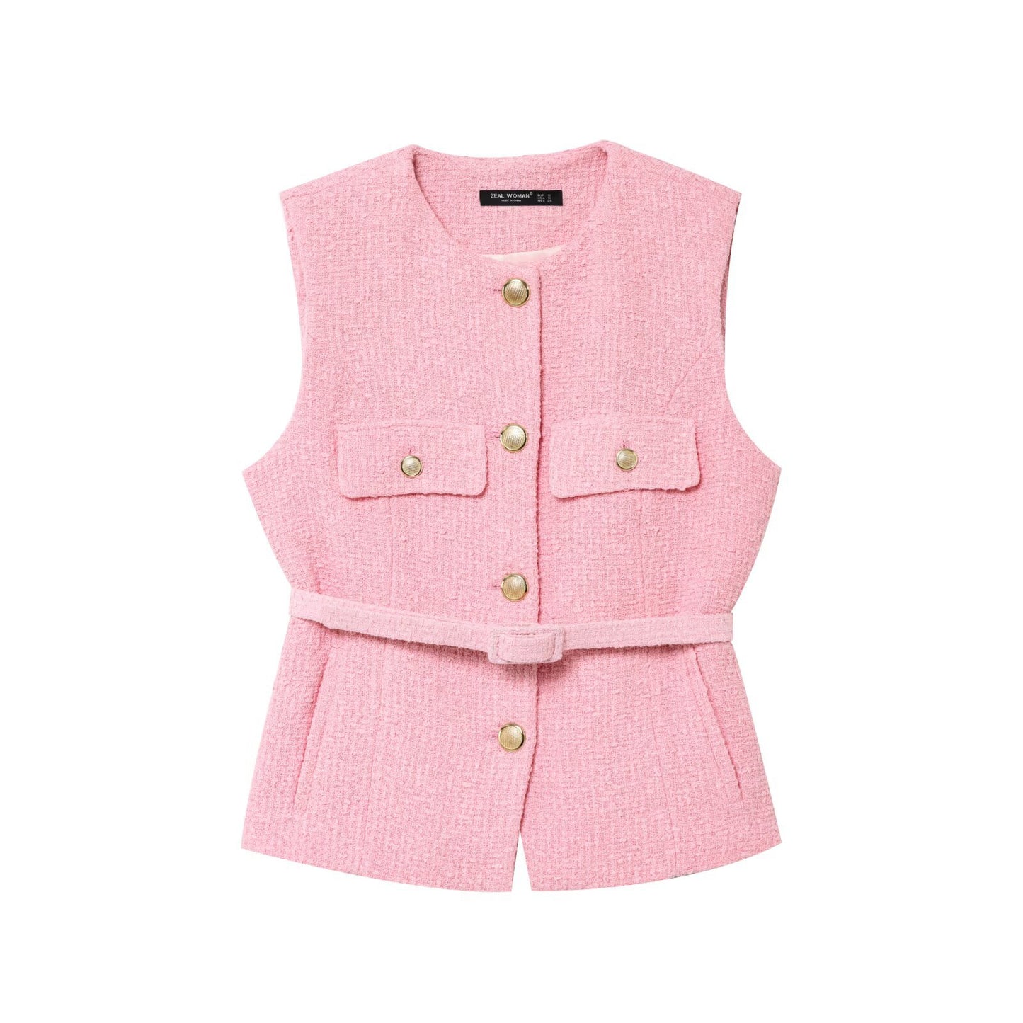 Women's Attractive French Fashion Belt Texture Vests