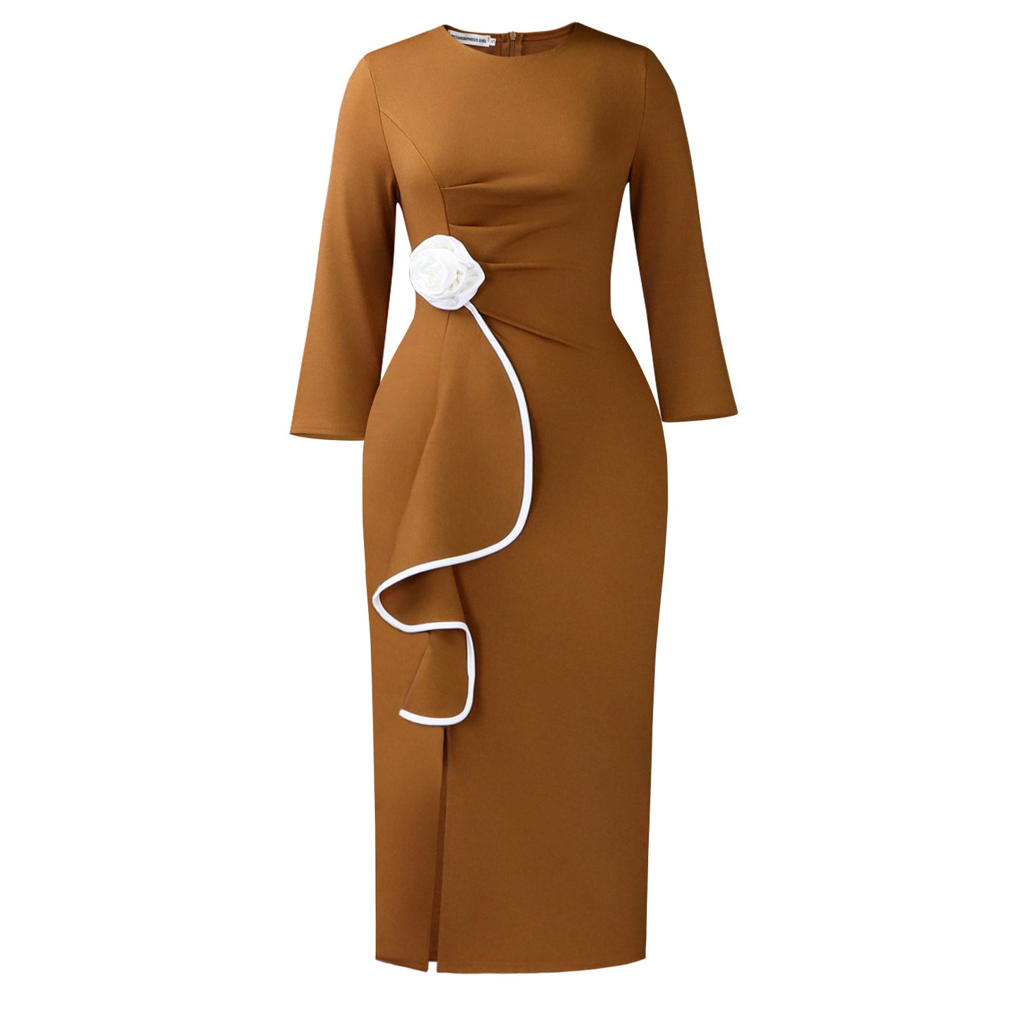 Women's Elegant Round Neck Three-dimensional Flower Fashion Dress