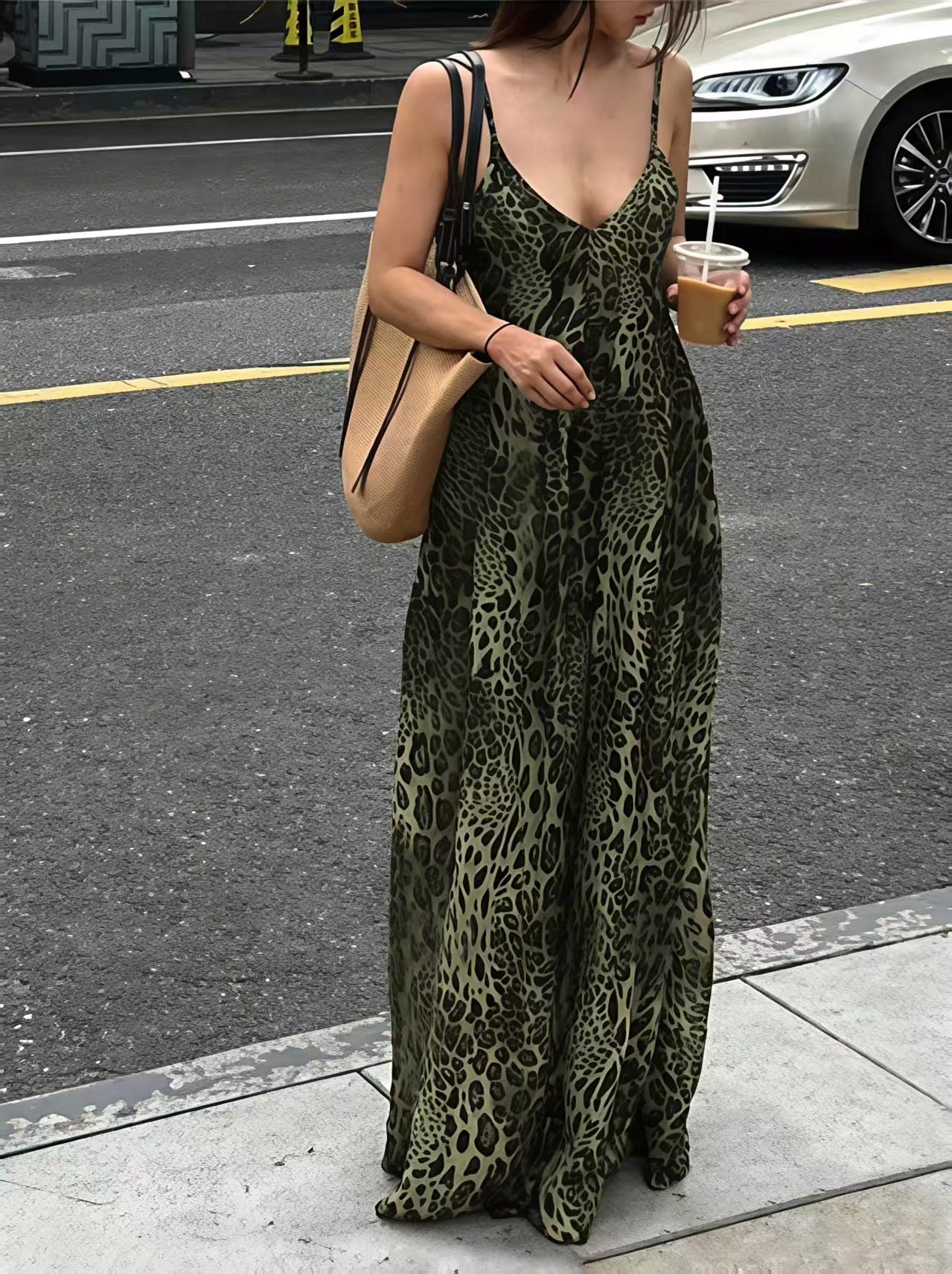 Hot Sexy Leopard Print Backless Collar Summer Dress