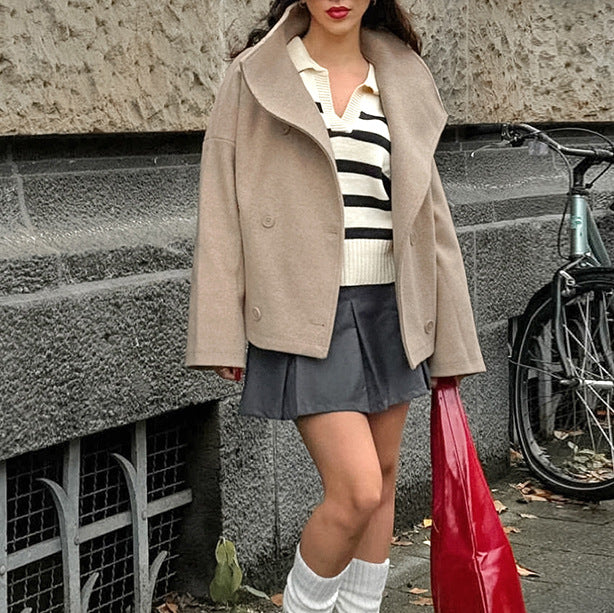 Women's Woolen Lapel Loose Casual Fashion Temperament Coats