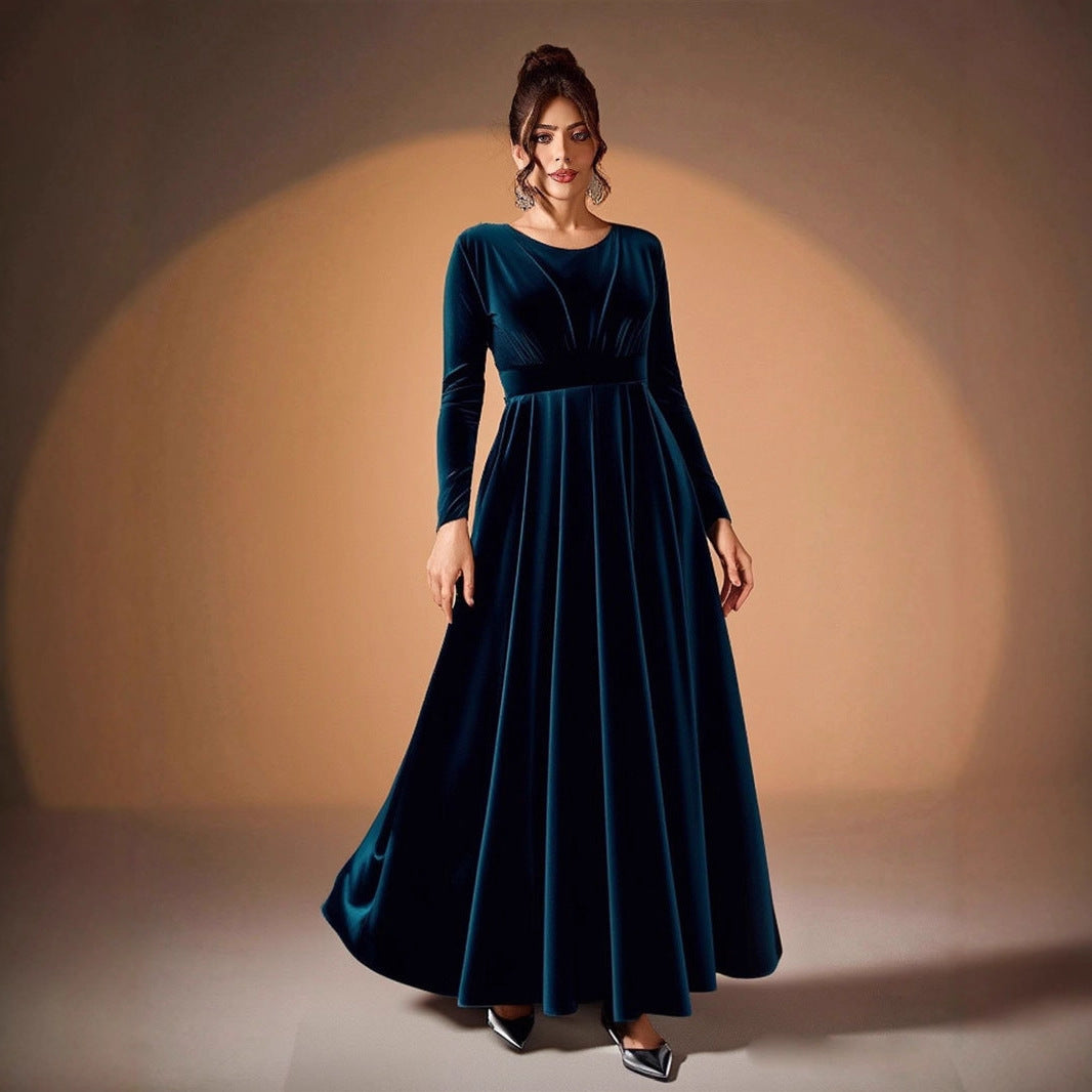 Fashion Attractive Women's Long Sleeve Pleated Dress