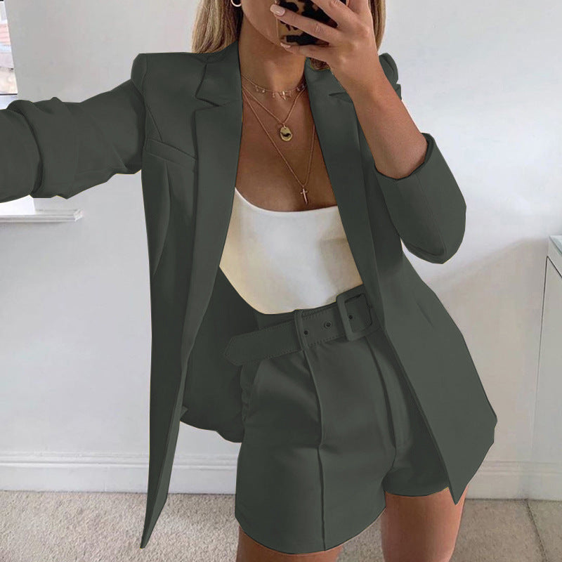 Women's Spring Clothes Fashion Small Belt Blazers