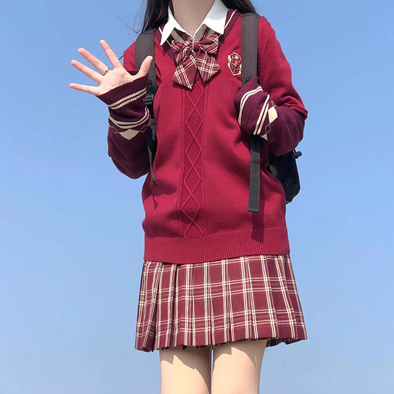 Worship Red Fake Two Pieces College Style Sweaters