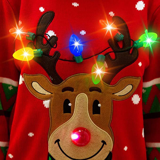 Christmas Elk Novel Atmosphere With Lights Knitwear