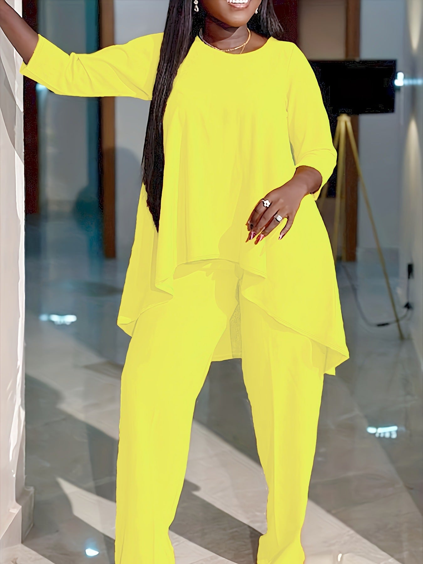 Fashion Temperament Long Sleeve Two-piece Set Pants