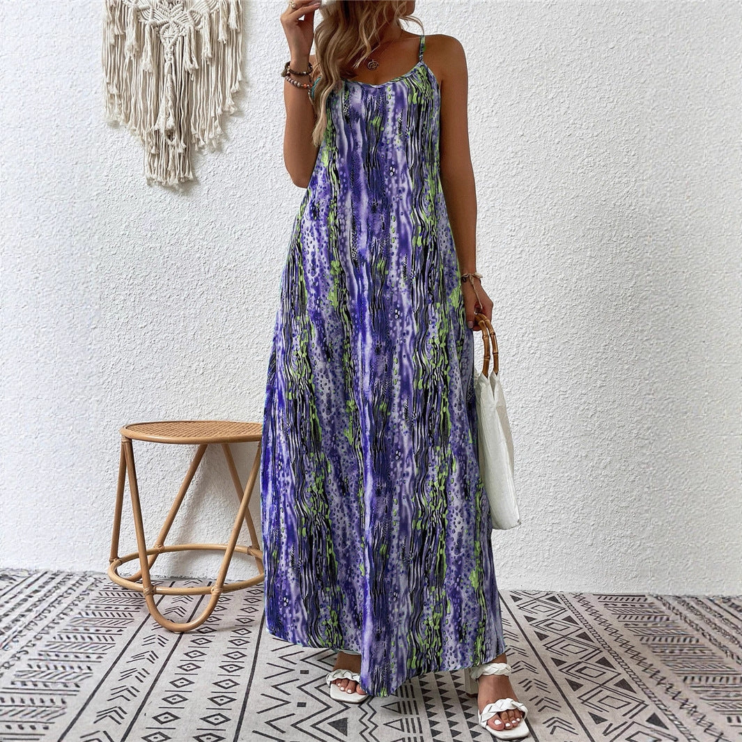 Charming New Women's Printing Slip Gradient Dress