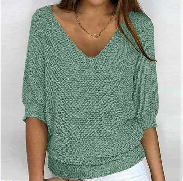 Women's Neck Three-quarter Sleeve For Air Conditioned Women's Sweater