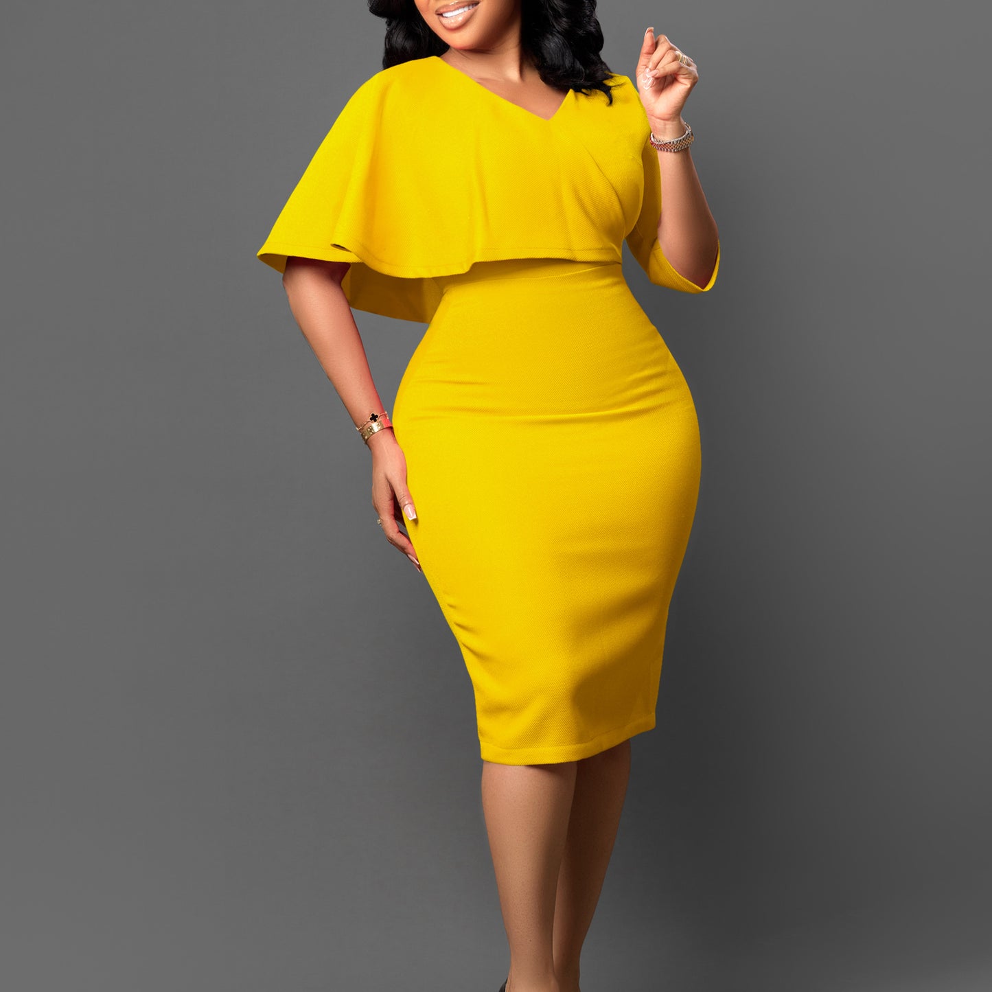 Women's Temperament Ol Solid Color Sheath Professional Dress