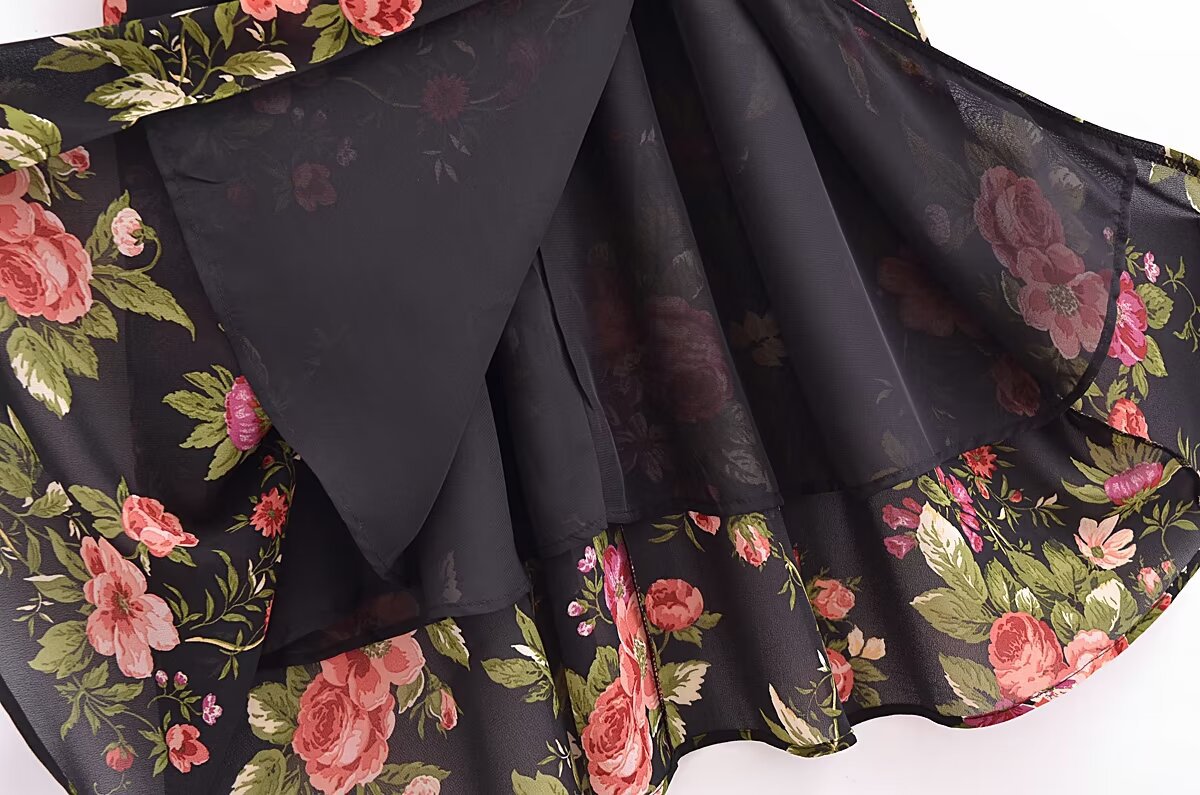 Women's Side Split Cinched Mid-length Dress French Style Retro Dresses