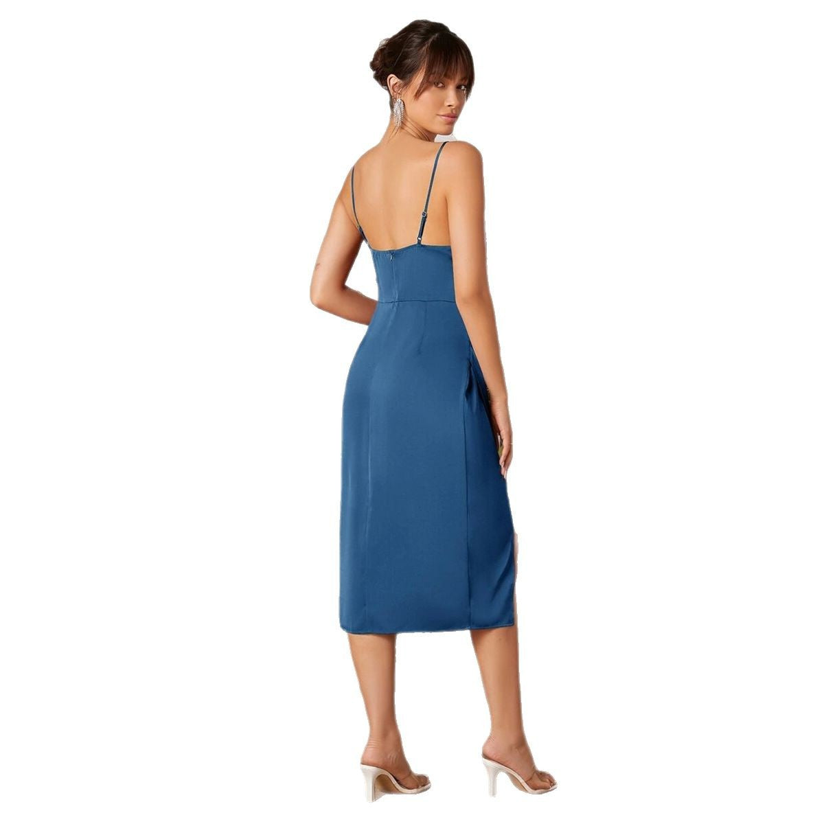 Women's Split Satin Dress Summer Sleeveless Dresses