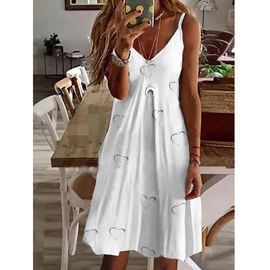 Women's Summer Trend Sexy Loose Printing Slip Dresses