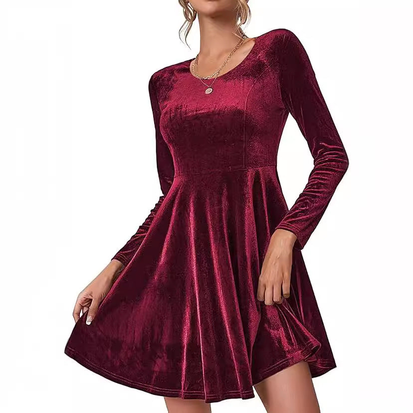 Women's Long Sleeve Round Neck Large Swing Dress