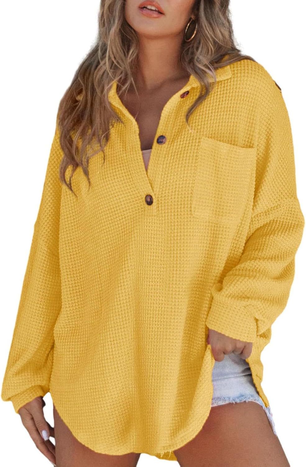 Women's Classy Comfortable Waffle Knit Waist Blouses