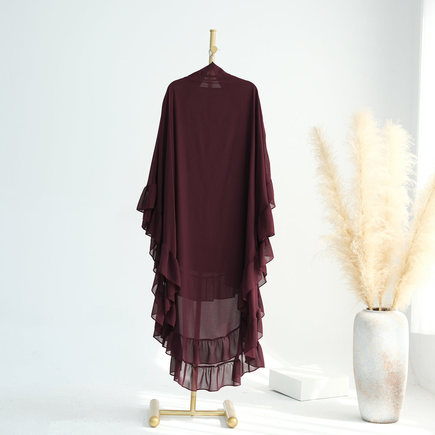 Ruffled Big Swing Headscarf Solid Color Dresses
