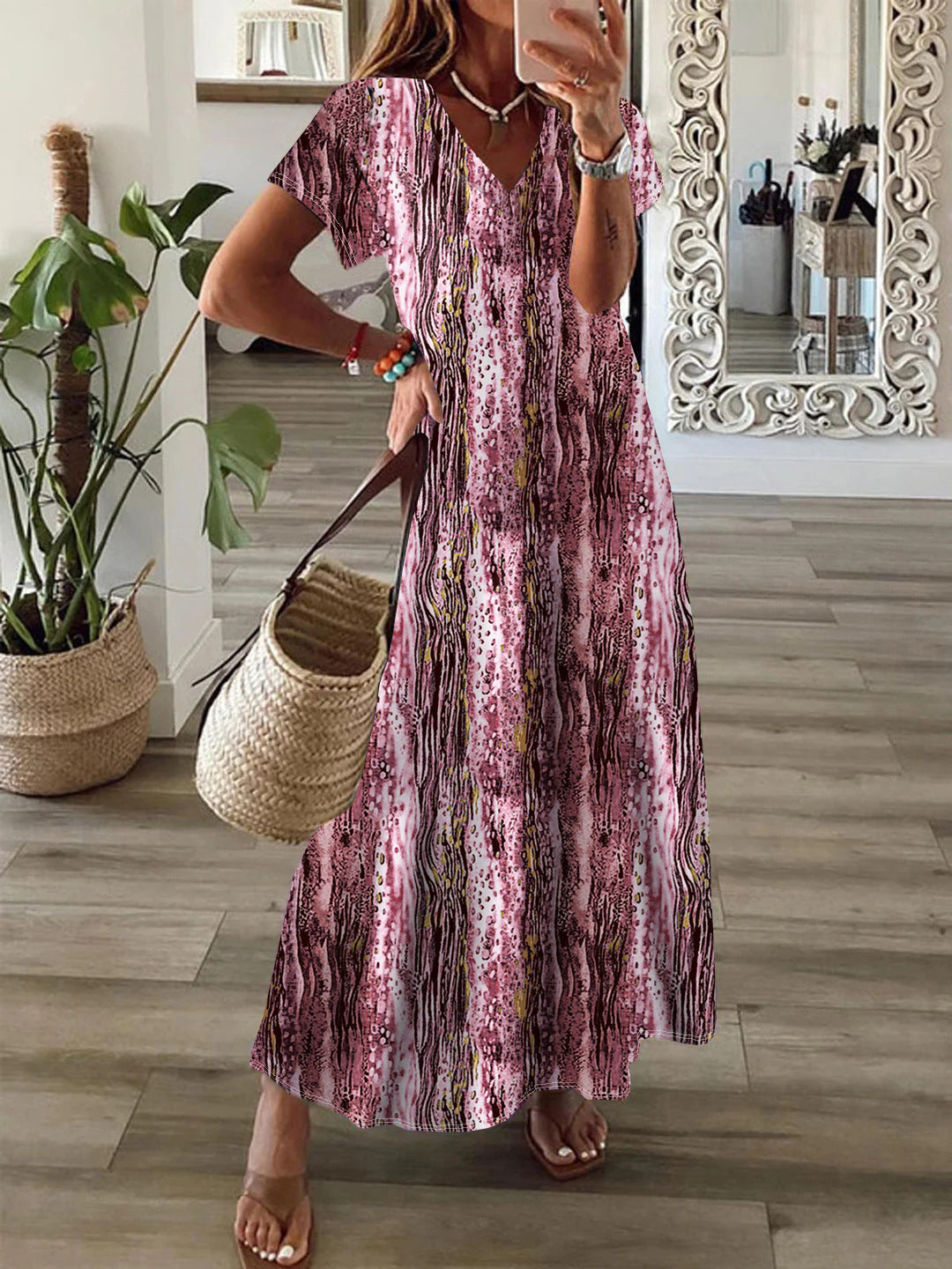 Women's Bohemian Style Printed Large Swing Dress