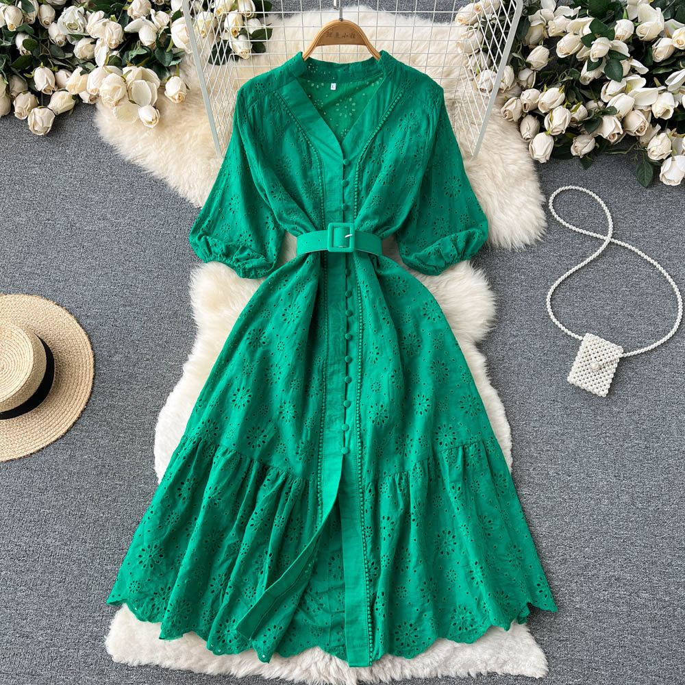 Women's Dress Loose Embroidered Lightly Mature Tight Waist Slimming Dresses
