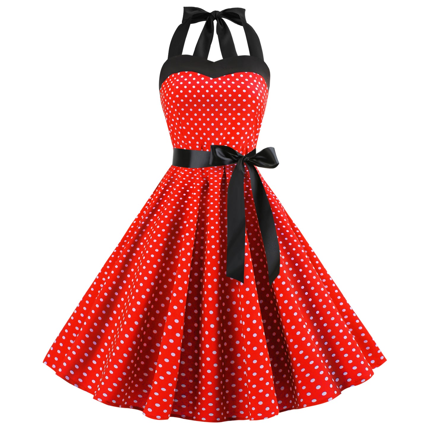 Polka Dot Strap Retro Sexy Bandeau Halter Large Skirts