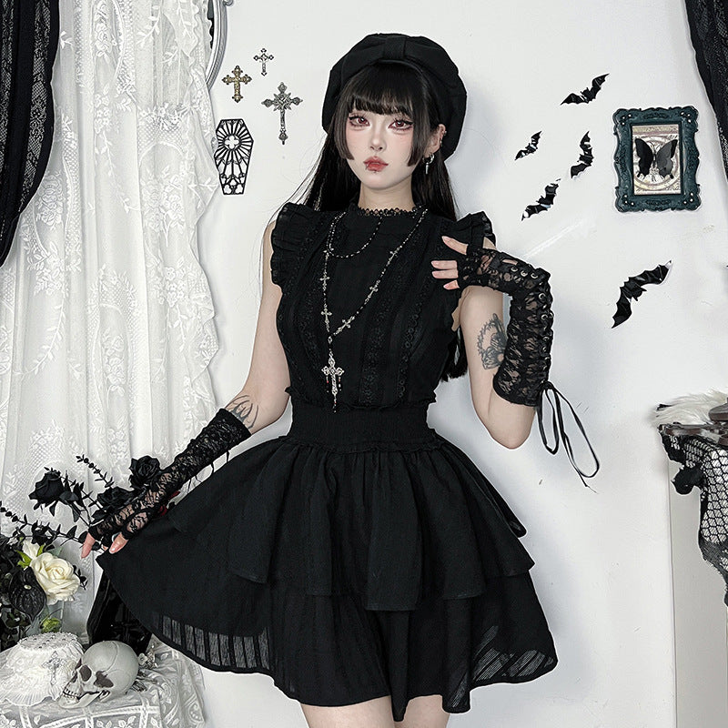 Gothic Dark Style Little Witch Pattern Cotton Dresses