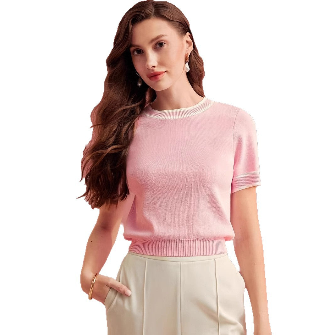 Women's Knitted Summer Fashion Casual Contrast Color Women's Sweater