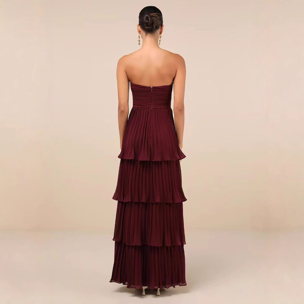 Women's Pleated Beach Tube Cake Dress Senior Dresses