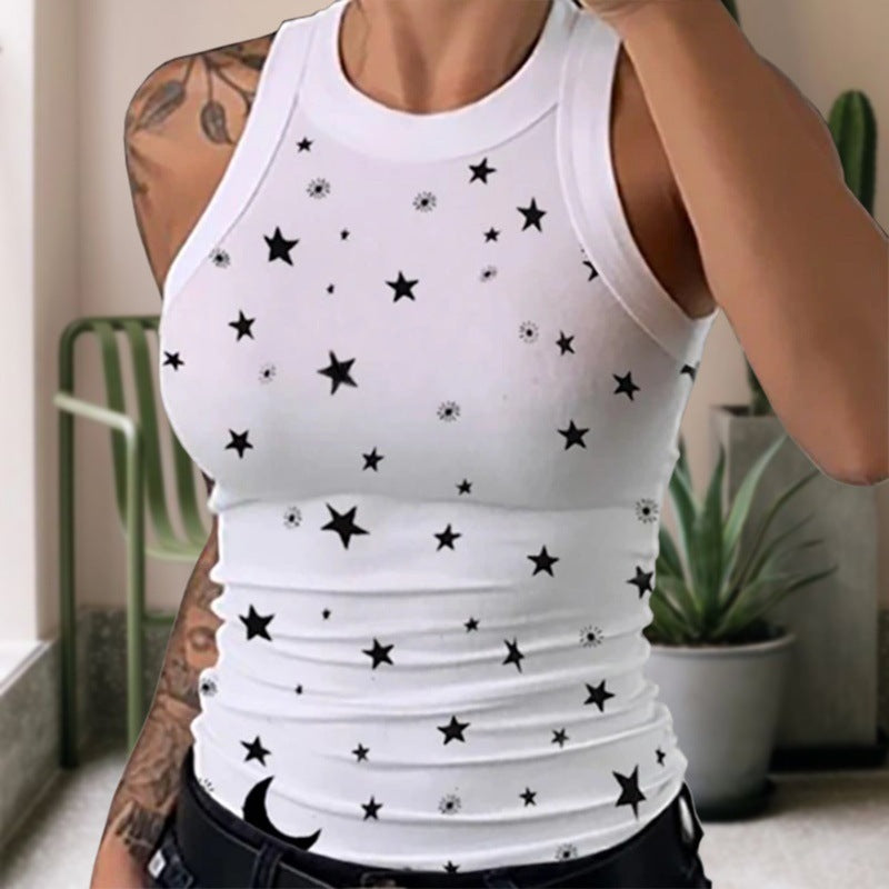 Women's Digital Printed Wear Round Neck Sexy Blouses