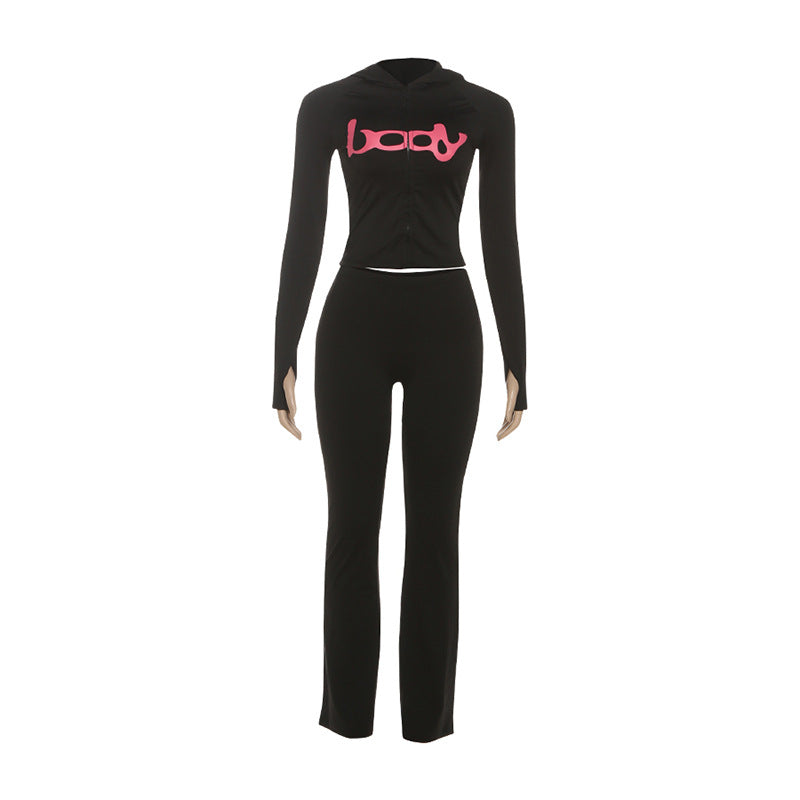 Women's Autumn Fashion Hooded Zipper Slim Fit Suits