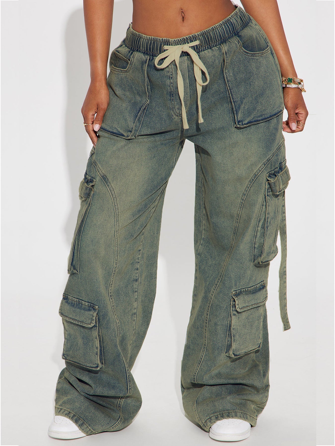 Trendy Street Overalls Loose Wide Leg Jeans